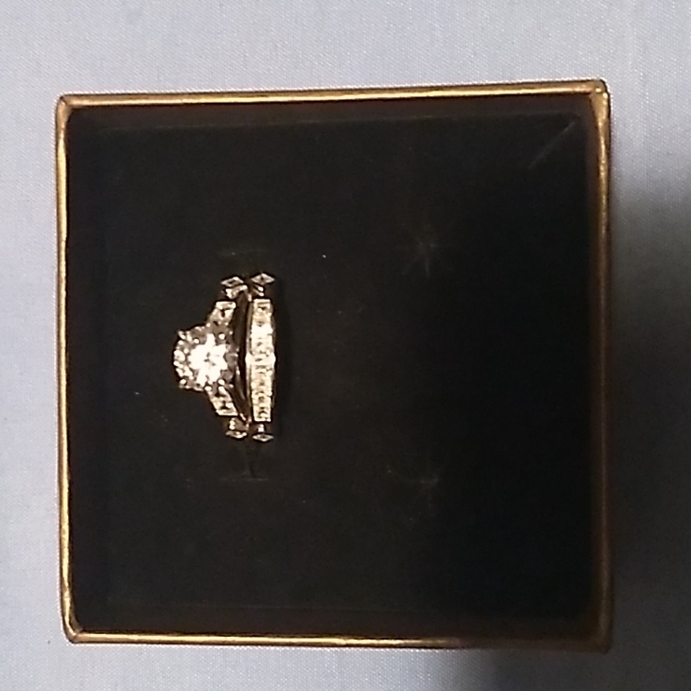 Sterling Silver cz wedding set size 5